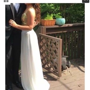 2 Piece Whit & Gold Prom Dress